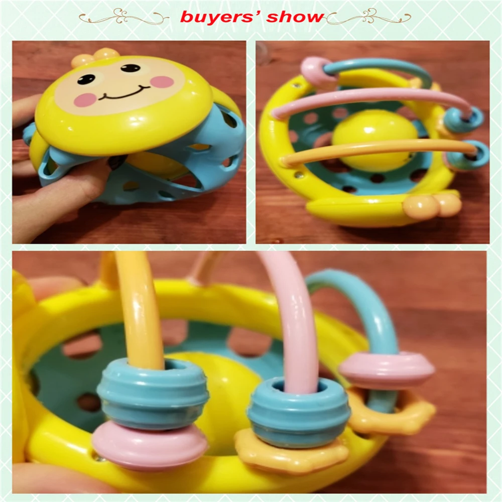 

1 Pc Rubber Cartoon Bee Hand Knocking Rattle Dumbbell Baby Early Educational Toys for Kids Preschool Tools Games Gifts music