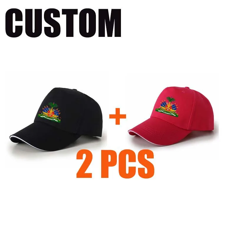 Бейсболка мужская черная с логотипом на заказ кепка надписью и фото страны Гаити