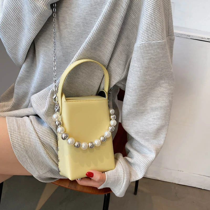 

Сетчатая красная модная Женская Новинка 2021, модная маленькая квадратная простая жемчужная сумочка с цепочкой