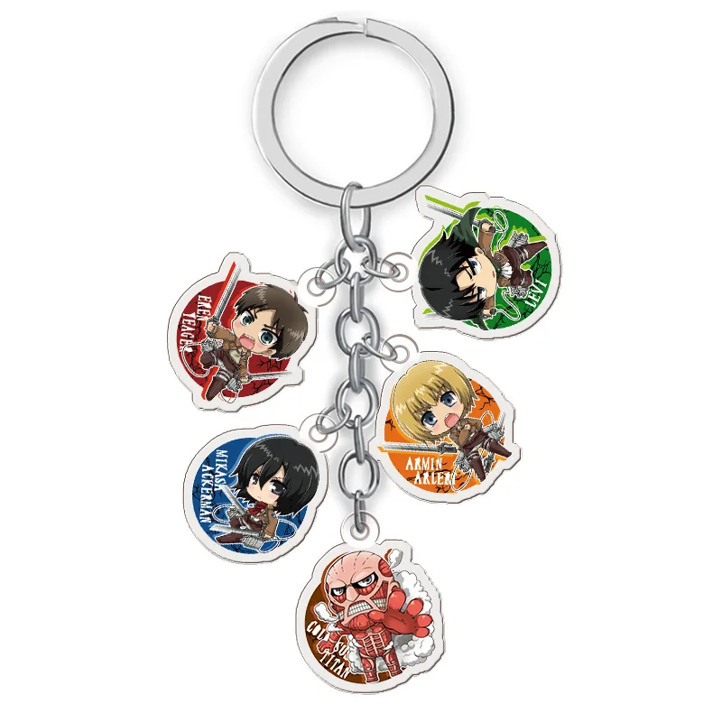 

Anime Attack On Titan Keychain Cartoon Double Sided Figure A Set Of Five Model Acrylic Keyring Cosplay Best Gift Charm Keychains