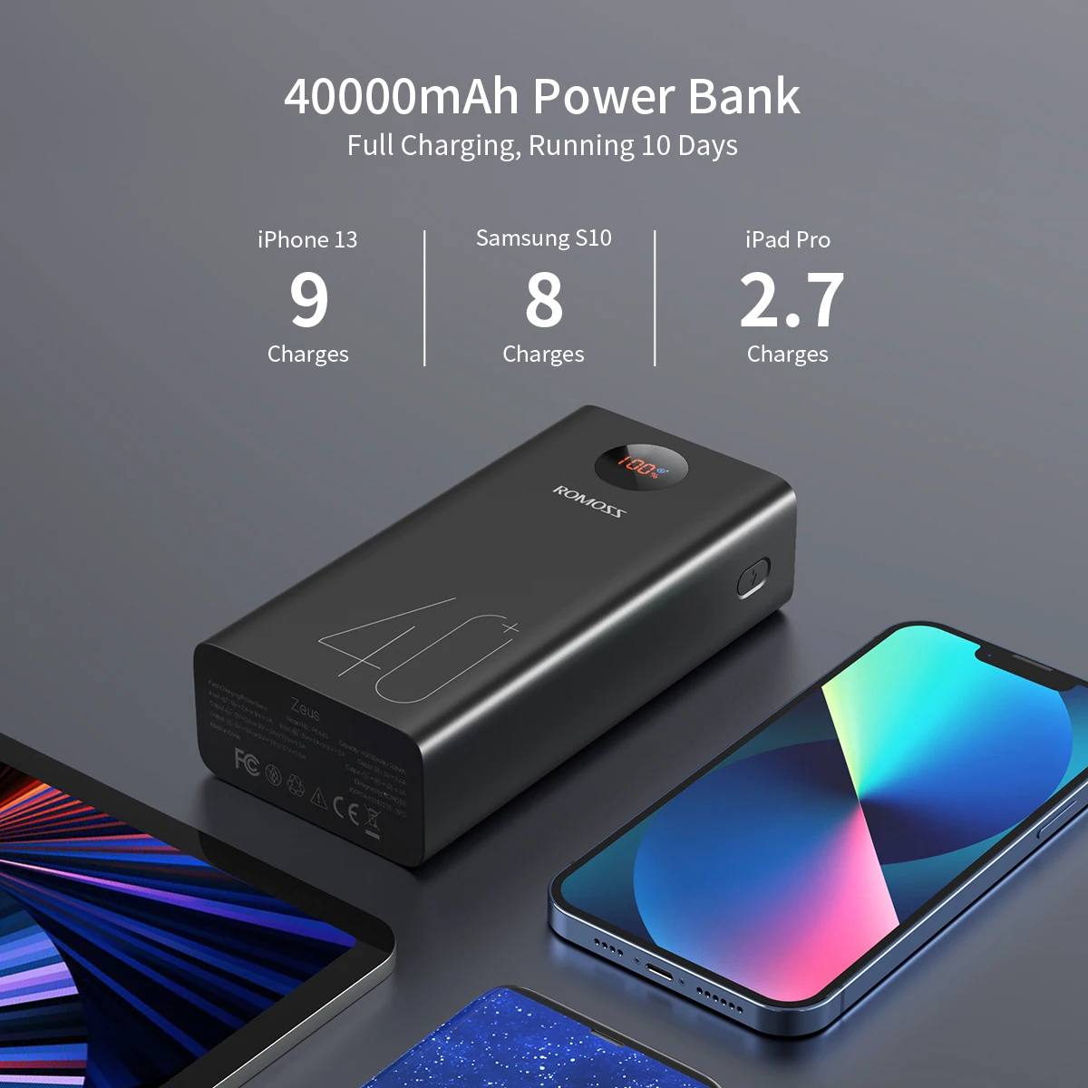 romoss zeus 40000mah power bank 18w pd qc 3 0 two way fast charging powerbank type c external battery charger for iphone xiaomi free global shipping