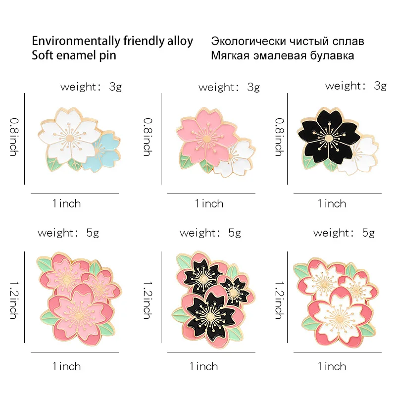 

Sweet Sakura Enamel Pin Bag Lapel Pin Cartoon Flowers Badge Jewelry Gift For Kids Friends Pink White Cherry Blossom Brooches