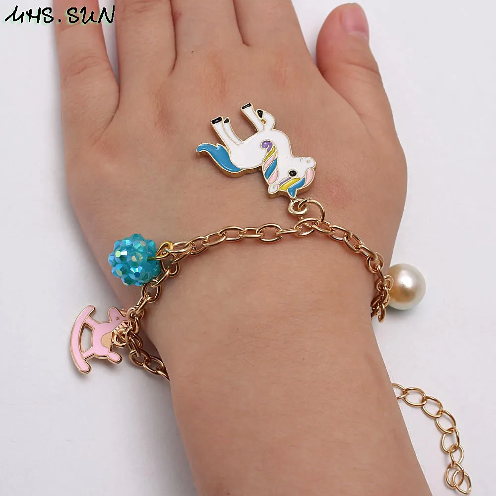 MHS.SUN Единорог/Сердце/мяч подвески цепочка ожерелье браслеты для девочек Детский