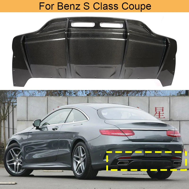 

Губа диффузора заднего бампера из углеродного волокна для Mercedes-Benz S-Class Coupe 2014 - 2017 S500 S550, диффузор для заднего бампера автомобиля, губа FRP