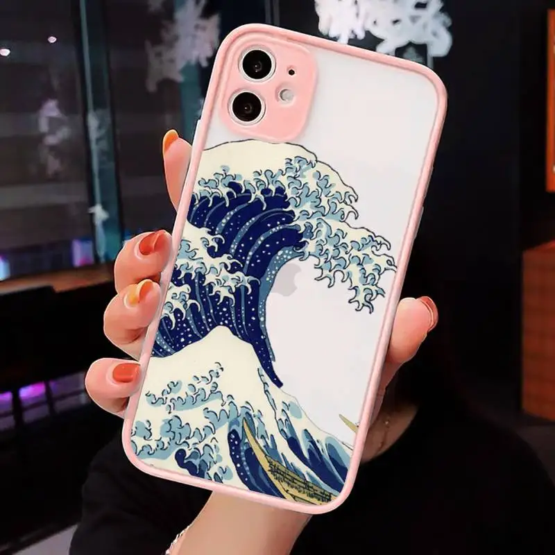 

The Big Wave of kanagawa Phone Cases Matte Transparent for iPhone 7 8 11 12 s mini pro X XS XR MAX Plus cover funda