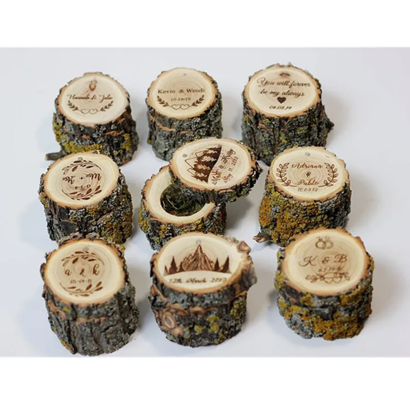 Подгонянный деревенский Свадебный держатель кольца деревянная коробка для