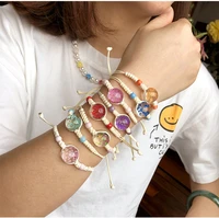 mori series literary personality hand woven bracelet dried flowers gypsophila crystal glass ball immortal flower rope chain