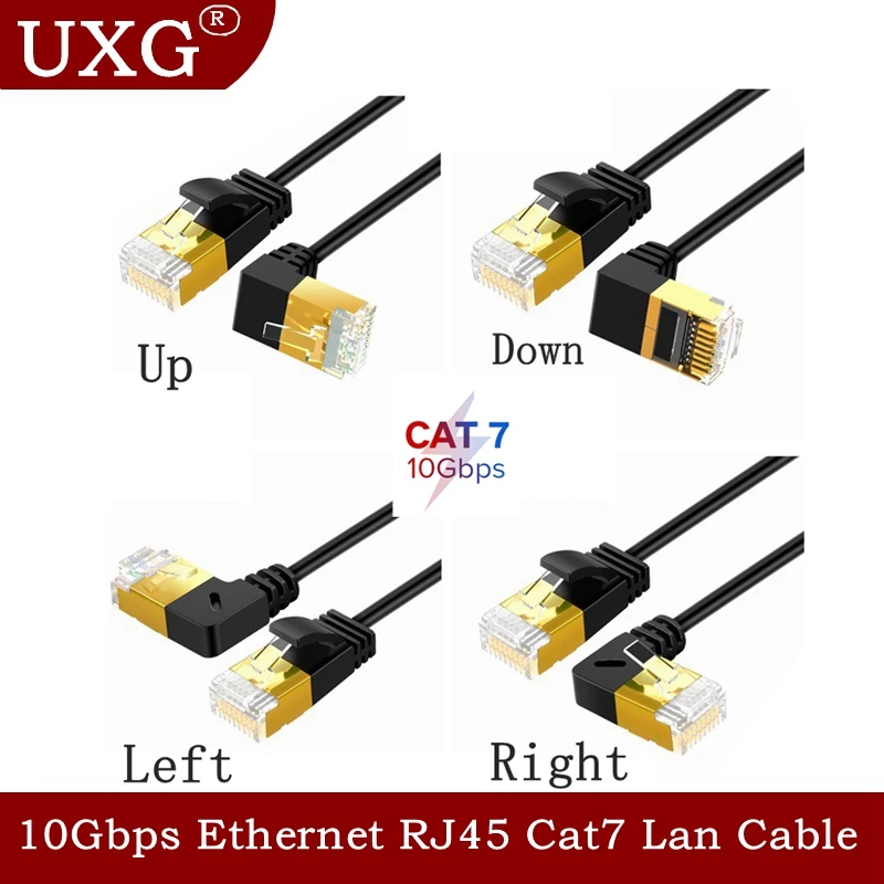 Ethernet кабель 10 Гбит/с RJ45 Cat7 сетевой UTP для совместимого патч корда Cat6 прямой угол 90