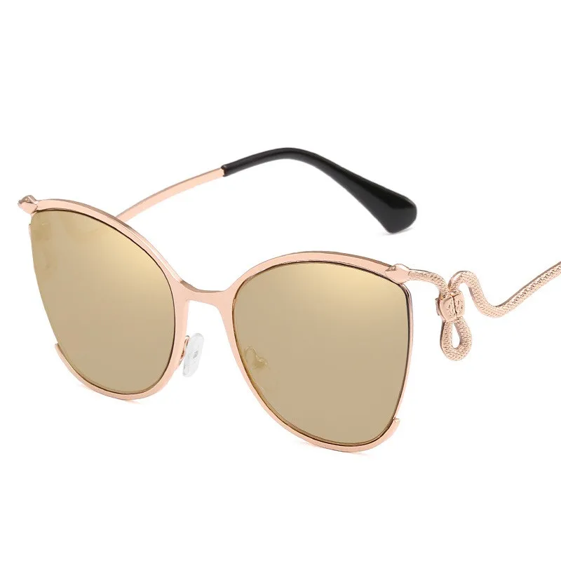 Женские солнцезащитные очки Cateye Модные Цветные зеркальные Изогнутые ноги
