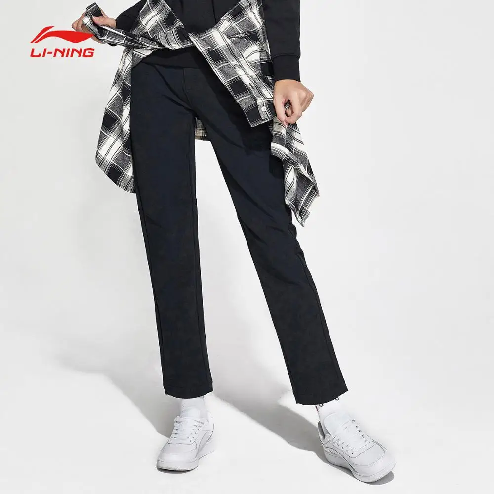 Li-Ning женские уличные быстросохнущие штаны, обычный крой, 91% полиэстер, 9% спандекс, эластичная подкладка, спортивные штаны, брюки, AEKN018 WKY193