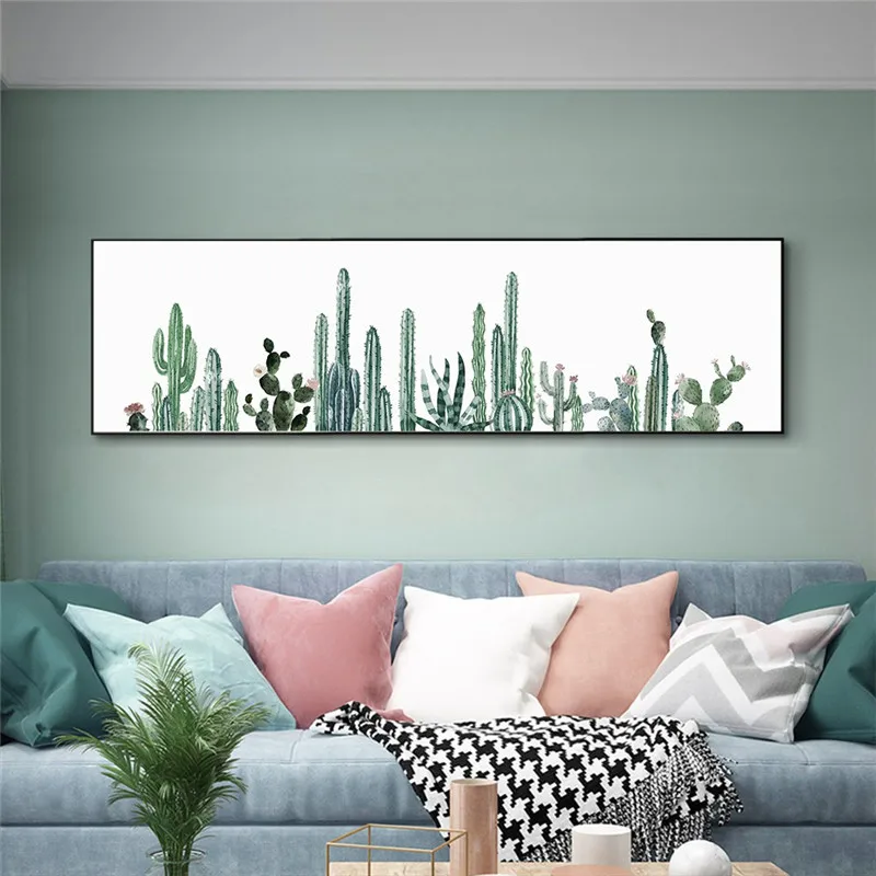 Скандинавский Стиль плакат растений зеленых листьев кактус Wall Art Холст Картина