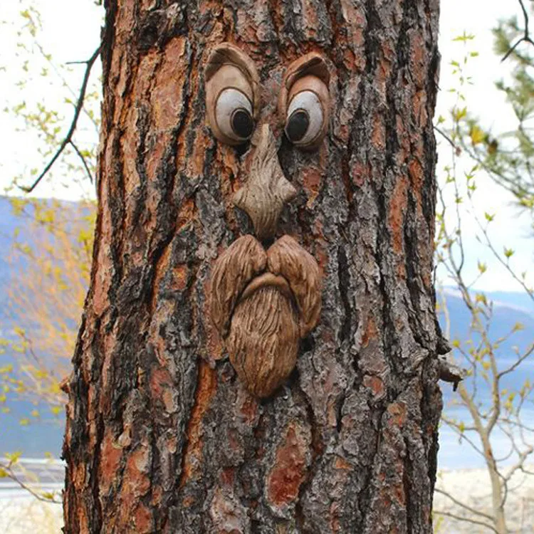 

Bark Ghost Face Facial Features Decoration Easter Outdoor Creative Props Funny Face Shaped Monsters Ornaments eid mubarak