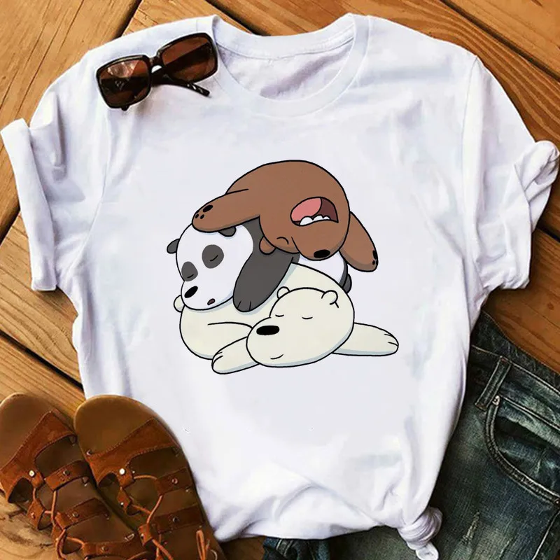 Футболки с забавным принтом голые медведи Летняя женская одежда 2020 футболка