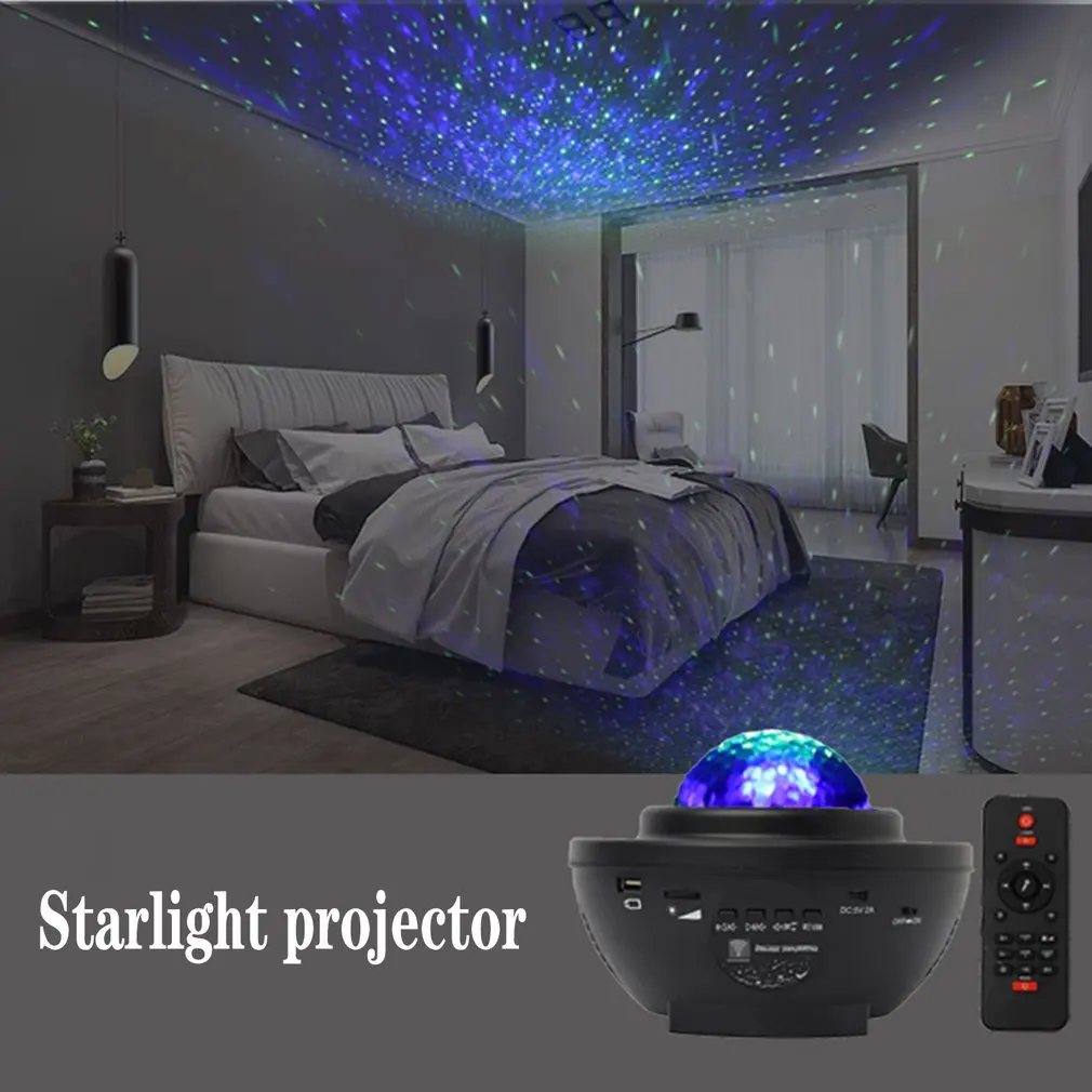 

USB Wireless Remote Control LED Music Starry Sky Projector Lamp Gypsophila Ocean Wave Projector Lamp