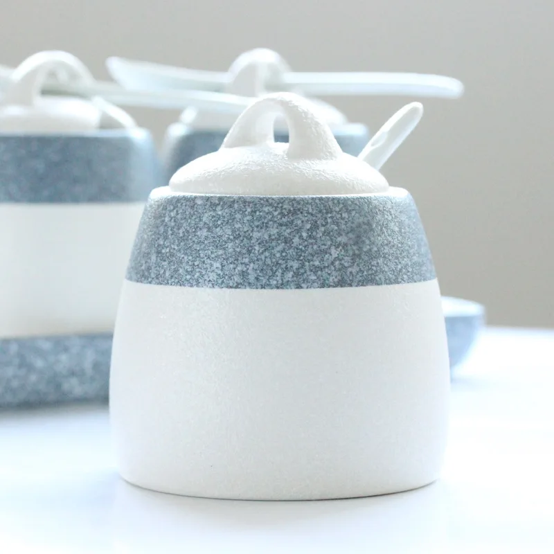 Ceramic Condiment Box Set Creative Kitchen Cooking Flavouring Bottle Spice Jar Salt Pepper Shaker Pocerlain Seasoning Pots | Дом и сад