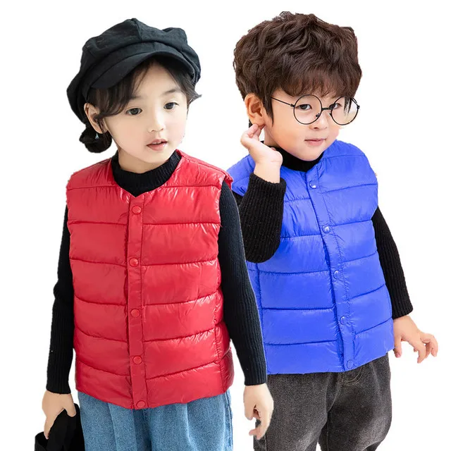 Детские жилеты верхняя одежда зимний жилет пальто для мальчиков и девочек Куртка