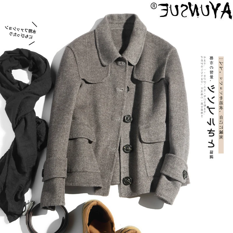 

Men's double faced wool jacket, British casual wool jacket, short jacket, jacket, lm19-1015, kj1466
