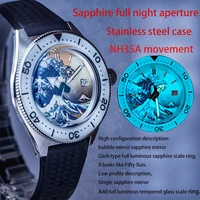 shirryu full luminous kanagawa dial diver watch men nh35 automatic mechanical sapphire glass 200m waterproof watches