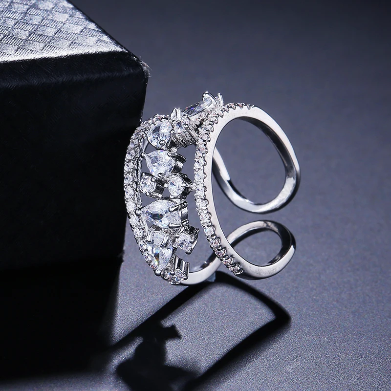 Uilz модные Micro Pave Цирконий кольцо для большого пальца женщин белые золотые
