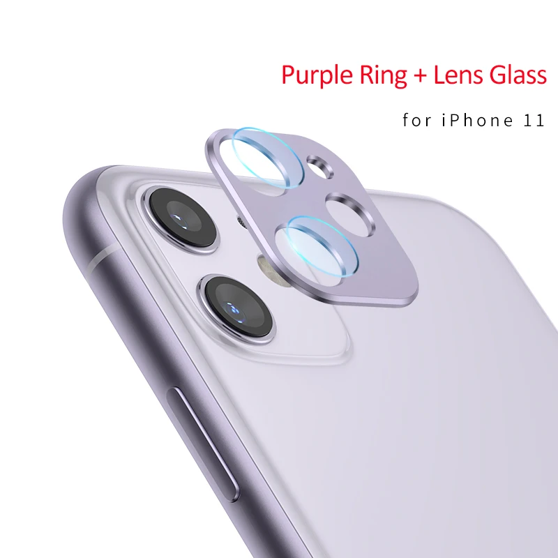 Фиолетовый Для iPhone 11 Pro Max пленка из закаленного стекла задняя крышка объектива камеры металлическое защитное кольцо чехол для iPhone 11 защита экрана - Цвет: Фиолетовый