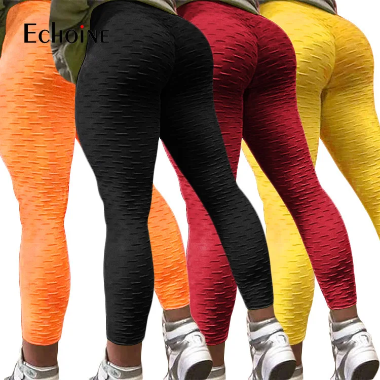 

Echoine Women Fitness Skinny Leggings High Waist Jacquard Sporty Pencil Pants Solid Joggings Workout Activewear Biker Leggings