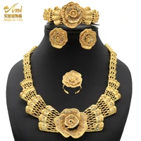 jewelery set gold bridal necklace and earring nigerian italian gold costume jewelry set for women chocker dubai gift earings