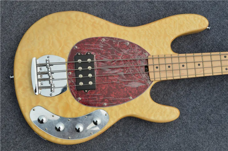 4-струнная электрическая бас-гитара из натурального дерева с высоким блеском |