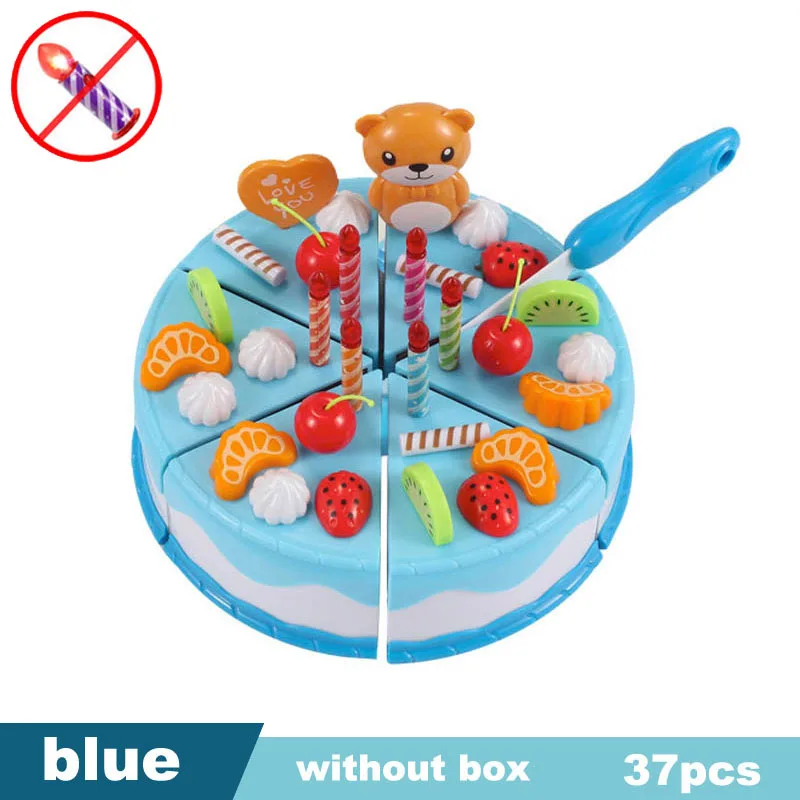QWZ069-37pcs-blue QWZ 37-38-54-55-75-80 шт игрушка для торта на день рождения DIY фруктовый крем Рождественский подарочный набор Дети ролевые игры игрушки набор подарок для девочки - Цвет: QWZ069-37pcs-blue