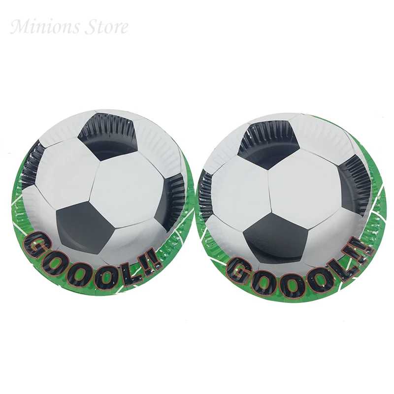 7 inch plate 10pcs Футбольная цель коробочка для конфет на вечеринку Квадратная тарелка салфетки флаг для футбола вечерние украшения Детские сувениры с днем рождения вечерние принадлежности - Цвет: 7 inch plate 10pcs