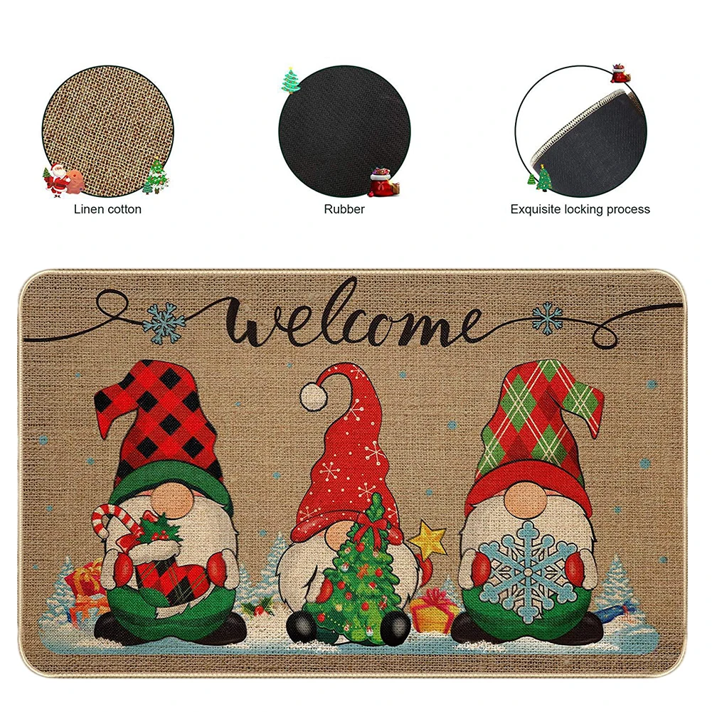 

Christmas Doormat Bedroom Entrance Doormat Non-Slip Xmas Pattern Home Floor Gnome Decoration For Living Room Carpet Bathroom Rug