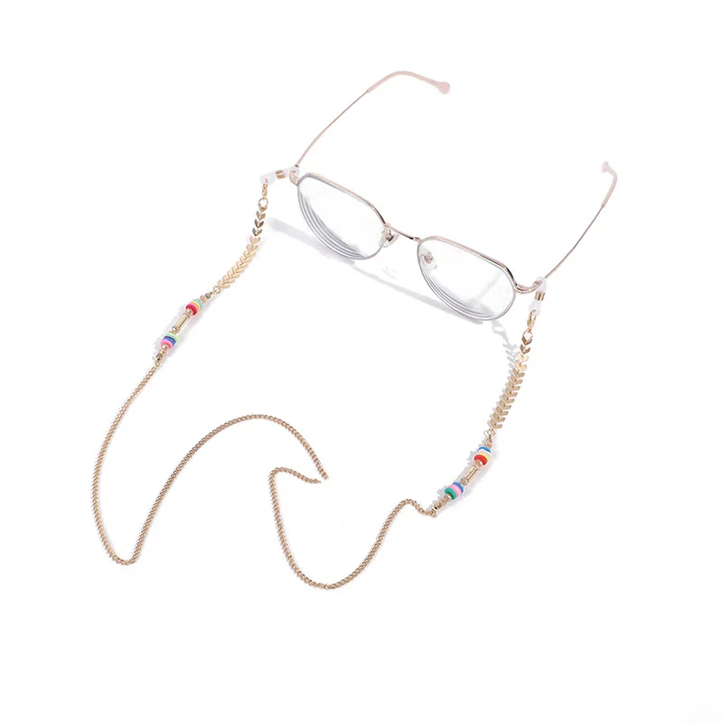 

2021 fashion Gold Color Crystal Beads eyewear mask Chain holder glasses strap accessories