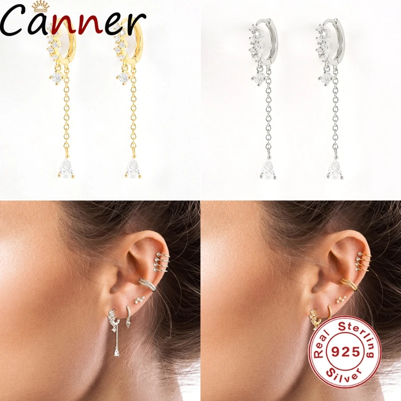 

100% S925 Sterling Silver Crystals White Zircon Korean Earring Hoops Earring For Woman Girl Pendientes 925 Fine Jewelry Brincos