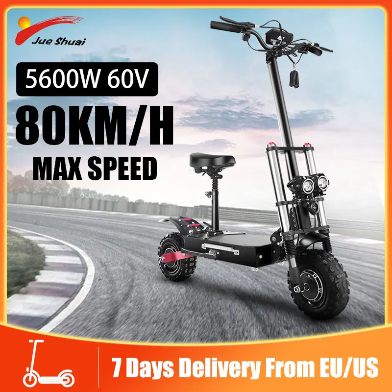 

80KM/H Fast Electric Scooter 60V 5600W Dual Motor Electric Scooters Adults Foldable 100KM Long Range Warehouse in Europe No VAT