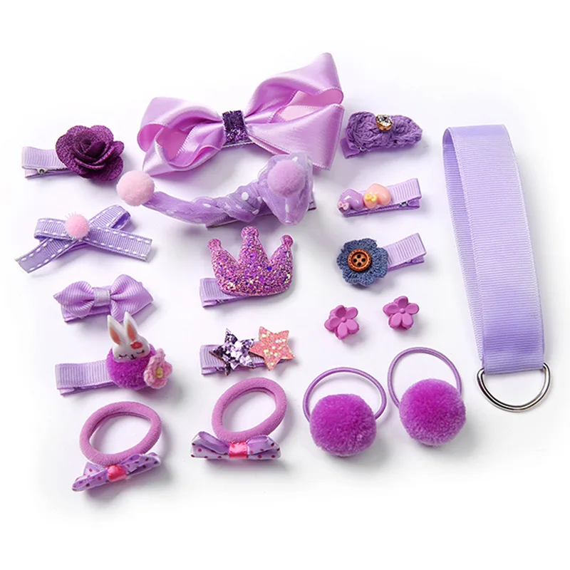 18 шт./лот детские заколки для волос банты заколки-короны аксессуары резинка