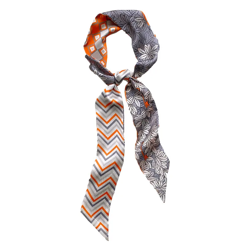 

2021 New Silk Scarf binding double layer fashion tie women's hair band slim tight handbag silk ribbon scarf
