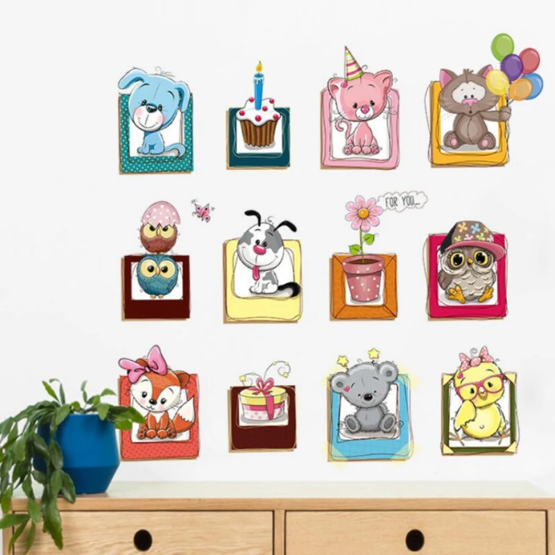 

Cartoon wall stickers children's room bedroom decoration kindergarten layout cute animal stickers