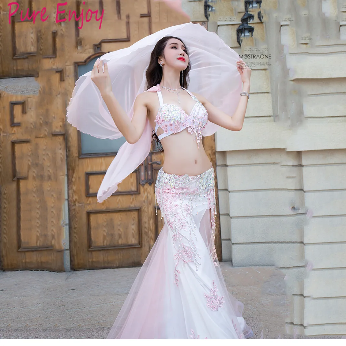 

Profession Custom Made Children's adult Belly Dance Set New luxury diamond Bra Long Skirt Silk sexy fishtail dress set Set
