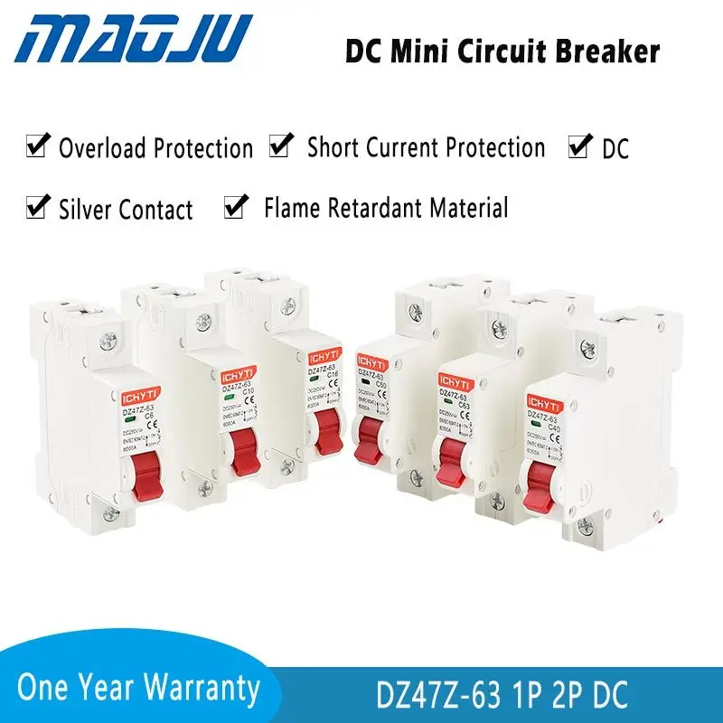 

DC MCB For Solar PV Circuit System 1P 2P 12V-250V 6A 10A 16A 20A 25A 32A 40A 50A 63A Air Switch Mini Circuit Breaker