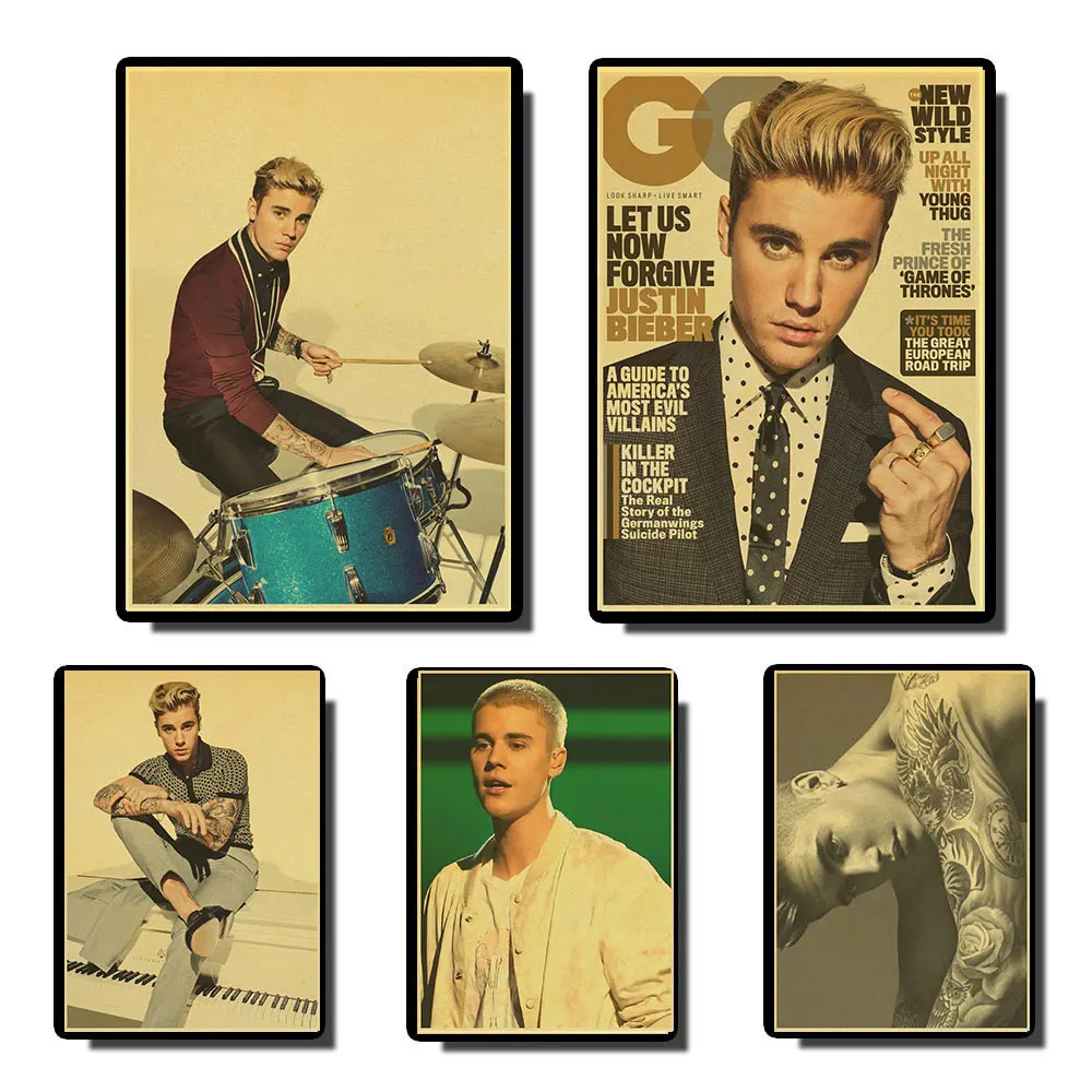 Новые песни друзья Джастин Бибер винтажный бумажный постер настенная живопись