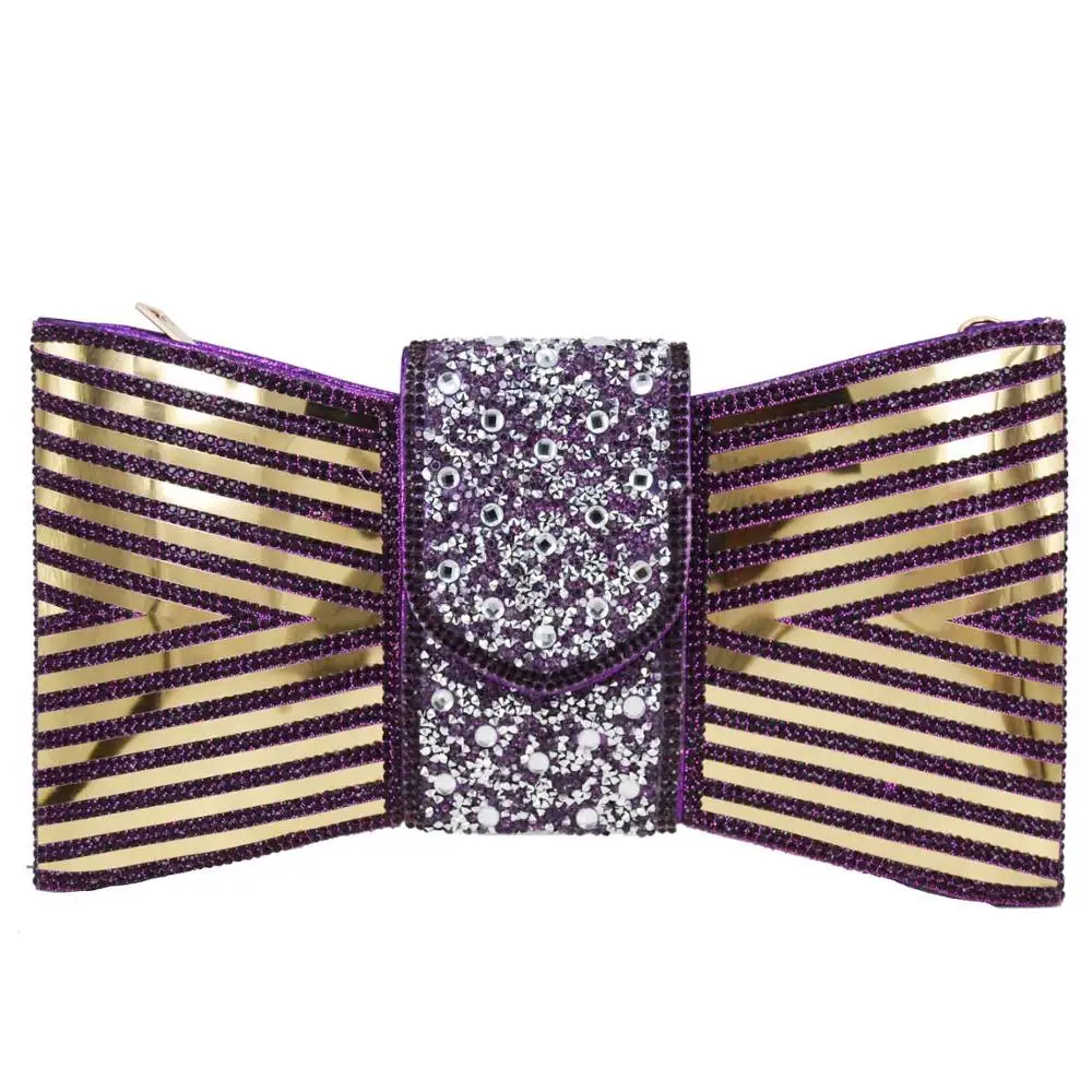 Новинка женский модный дневной клатч фиолетовые сумки-конверты с бантом сумки