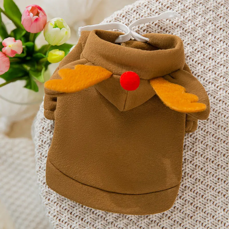 

[2021 HotSale]New autumn and winter Christmas funny three-dimensional elk puppy dog two-legged sweater cat small dog pet clothes