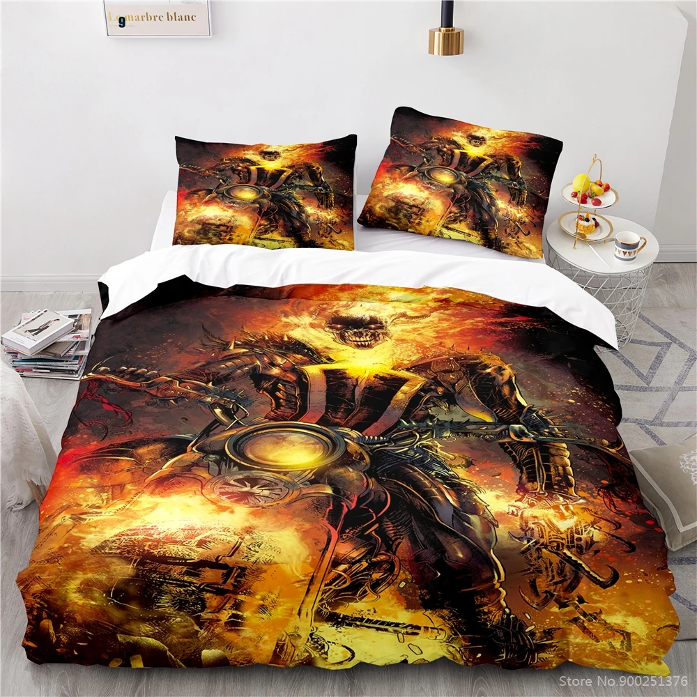 

Twin Full Queen King Size Bedding Set Ghost Rider Skull 3D Cartoon Printed Quilt Cover / Duvet Cover Set Bed Linens Bedclothes