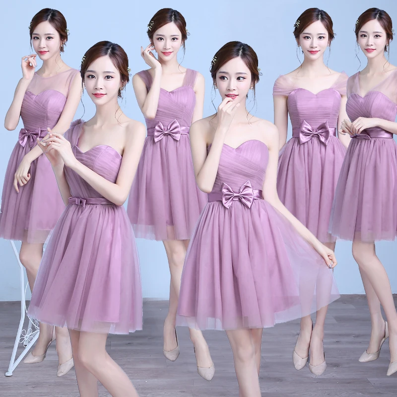 Элегантное Junior розовое платье подружки невесты с короткими рукавами Vestido Azul Marino