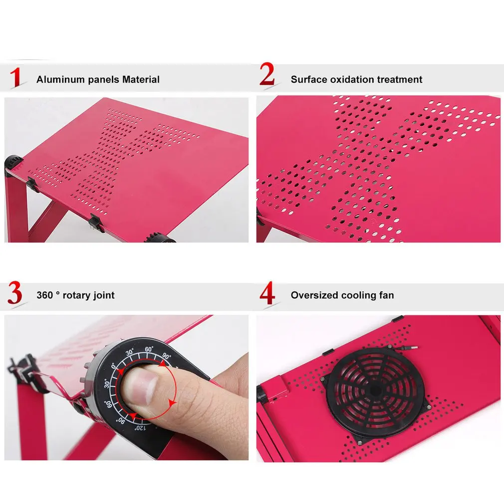 

Laptop desk Magnesium alloy ABS With big fan Collapsible Dormitory artifact folding table Lazy office bed desk