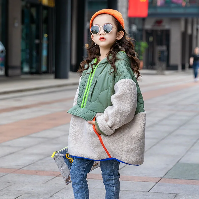 

Children Coat Girls Kids Spring Winter Zipper Overcoat Thicken Pocket Jackets Plus Velvet Costumes Outwear Clothes High Quality