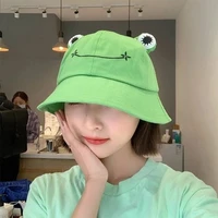 fashion women frog bucket hat summer hat female frog fishing cap korean wild cute sun hat big eyes bucket hat bob sunhat