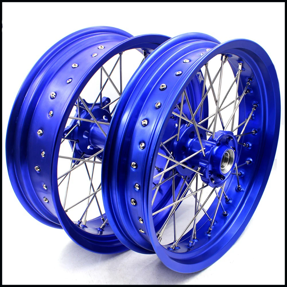 3 5/5 0 17 дюймов. Набор колёс для супермото HUSQVARNA FE FC TE TC 125 250 350 450 2014 2019 Supermotard с синим