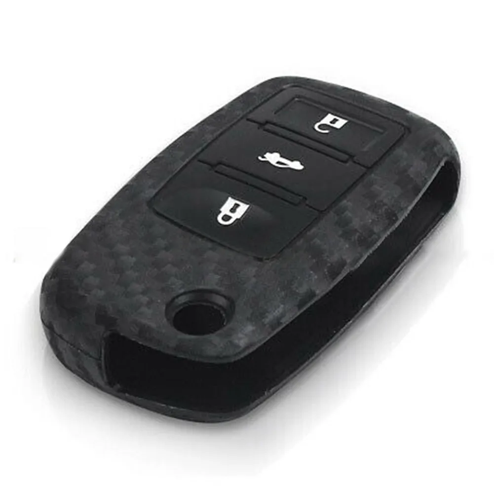 

Silicone Carbon Fiber Key Cover For Seat Skoda 3 Button Flip Key Remote Case Silicone For Seat Skoda 3 Button