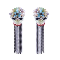 fashion crystal stud earrings for women gold plated ear needle statement earrings handmade beaded trendy tassels earrings 3381