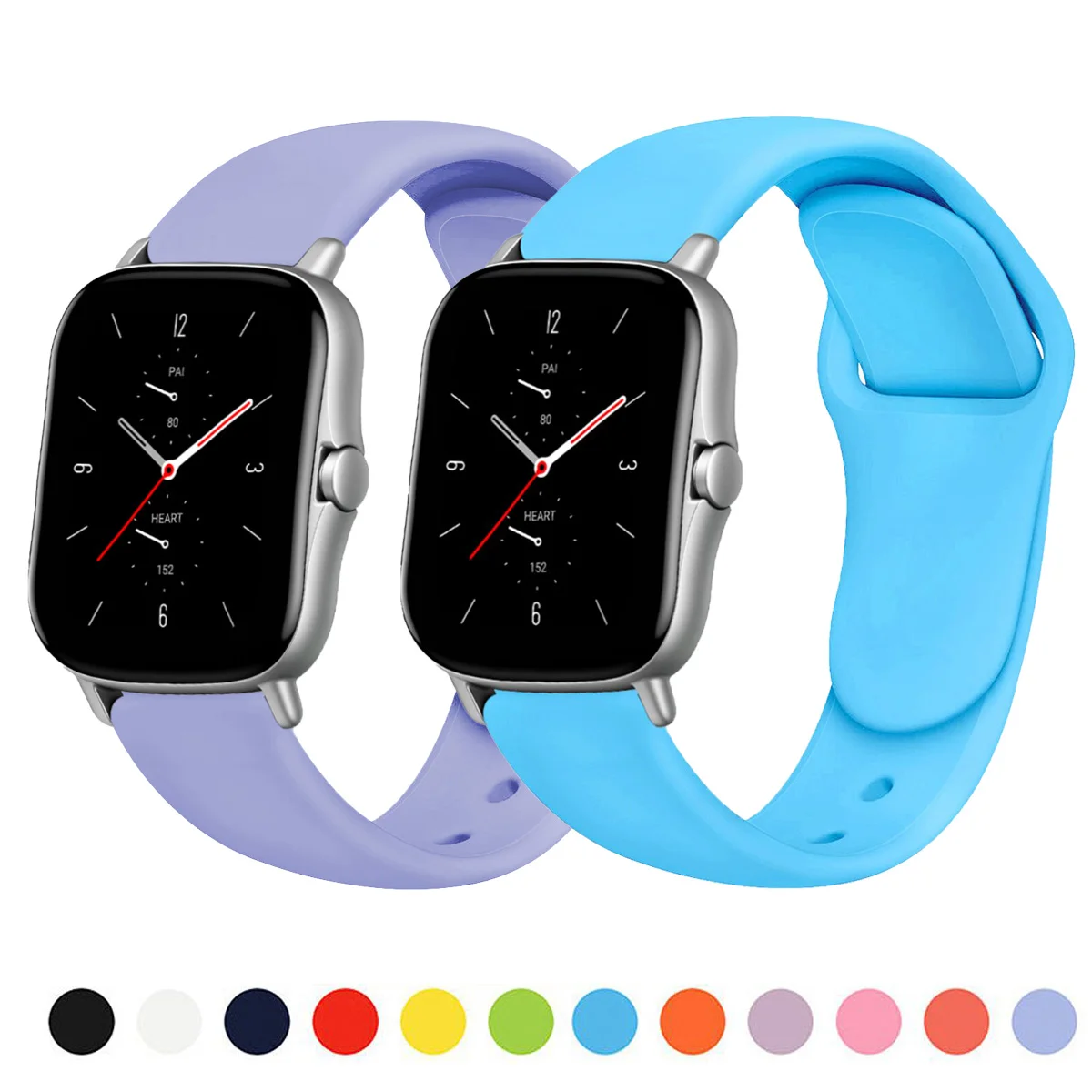 Силиконовый ремешок 20 мм/22 мм для Amazfit GTS/2/2e/GTS2 Mini/GTR 42 мм/47 мм/GTR2/2e/stratos 2/3 спортивный
